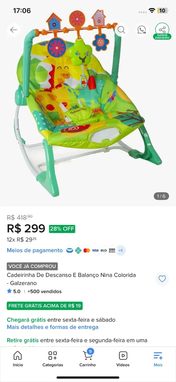 Cadeira de descanso e balanço de bebe galzerano - Foto 4