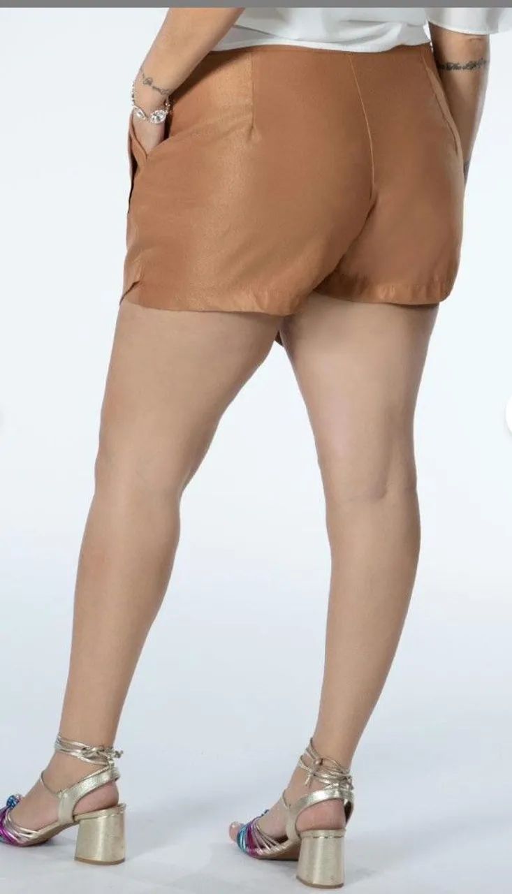 Short saia assimétrico caramelo  - Foto 3