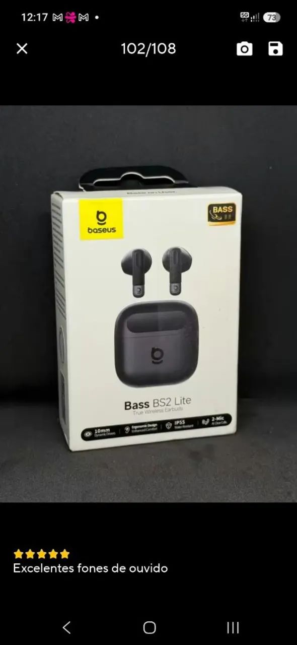 Fone Baseus bass Bs2 Lite preto 