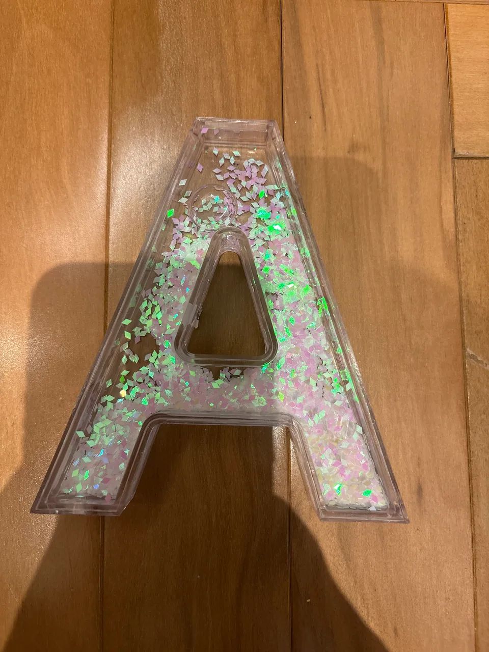 Brinquedo satisfatória glitter letra A