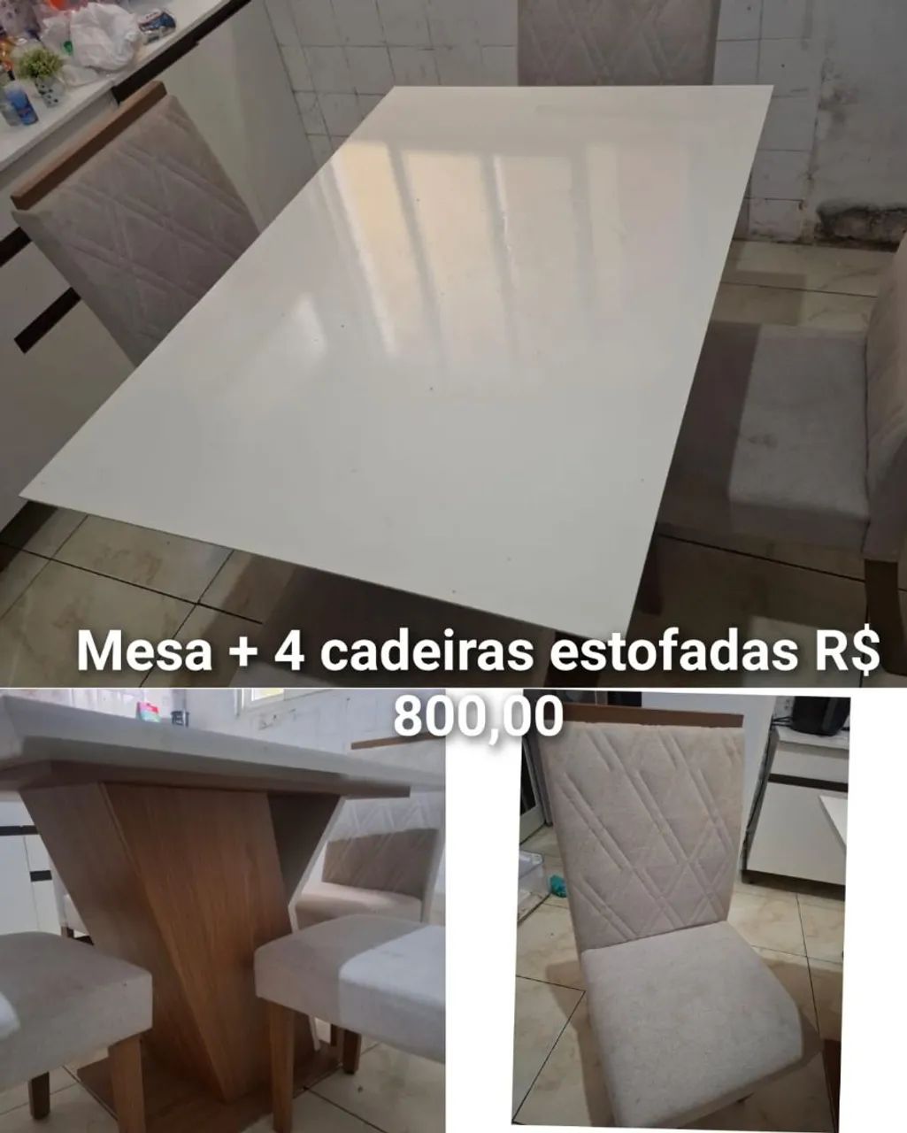 Vendo mesa com 4 cadeiras estofadas 
