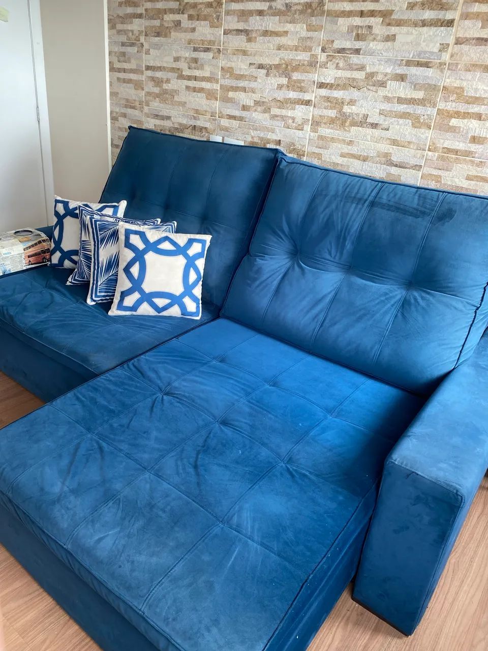 Sofá retrátil azul marinho 2,50x1,80