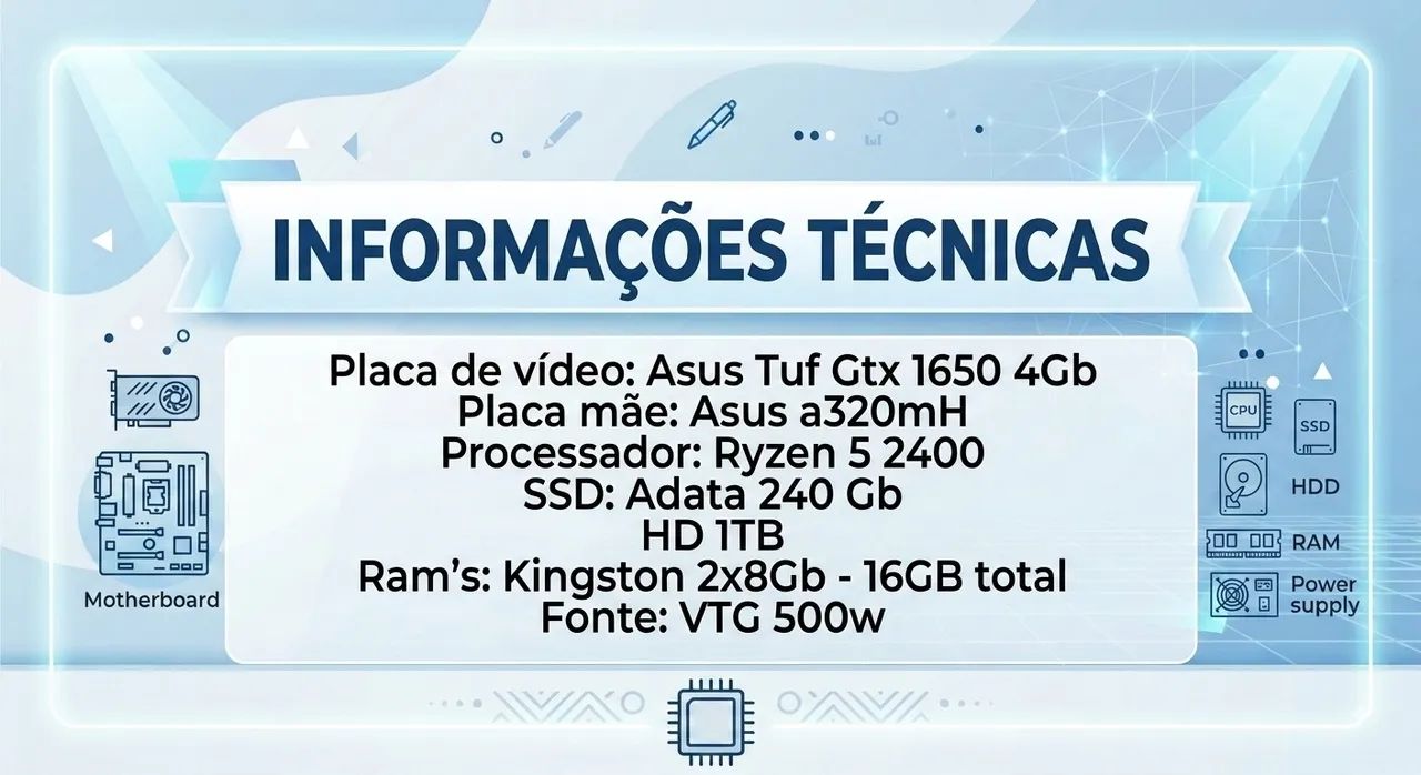 Pc Gamer Ryzen 5+ GTX 1650 - Foto 5