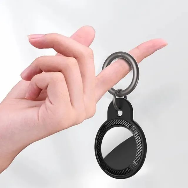 Capa Para Airtags, A Prova D'água Chaveiro Carbono e Silicone - Foto 4