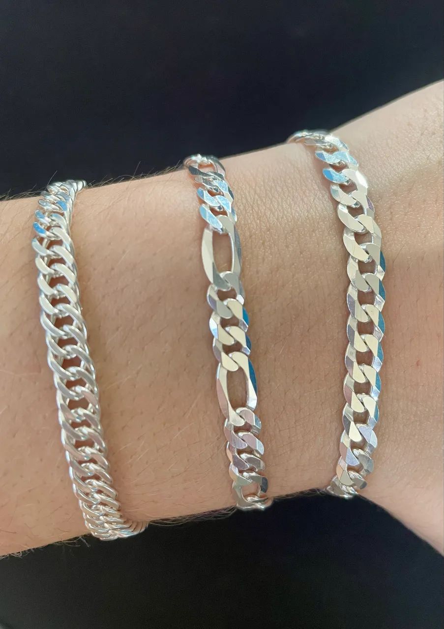 Pulseira de prata 925 maciça grossa 6mm 