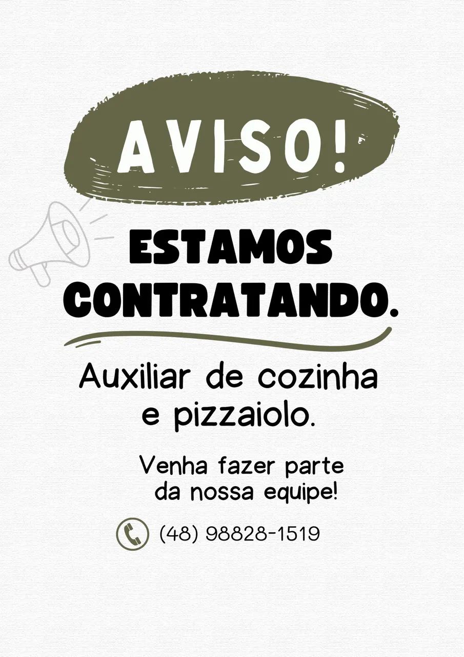 Pizzaria Contrata Pizzaiolo e Auxiliar de Cozinha