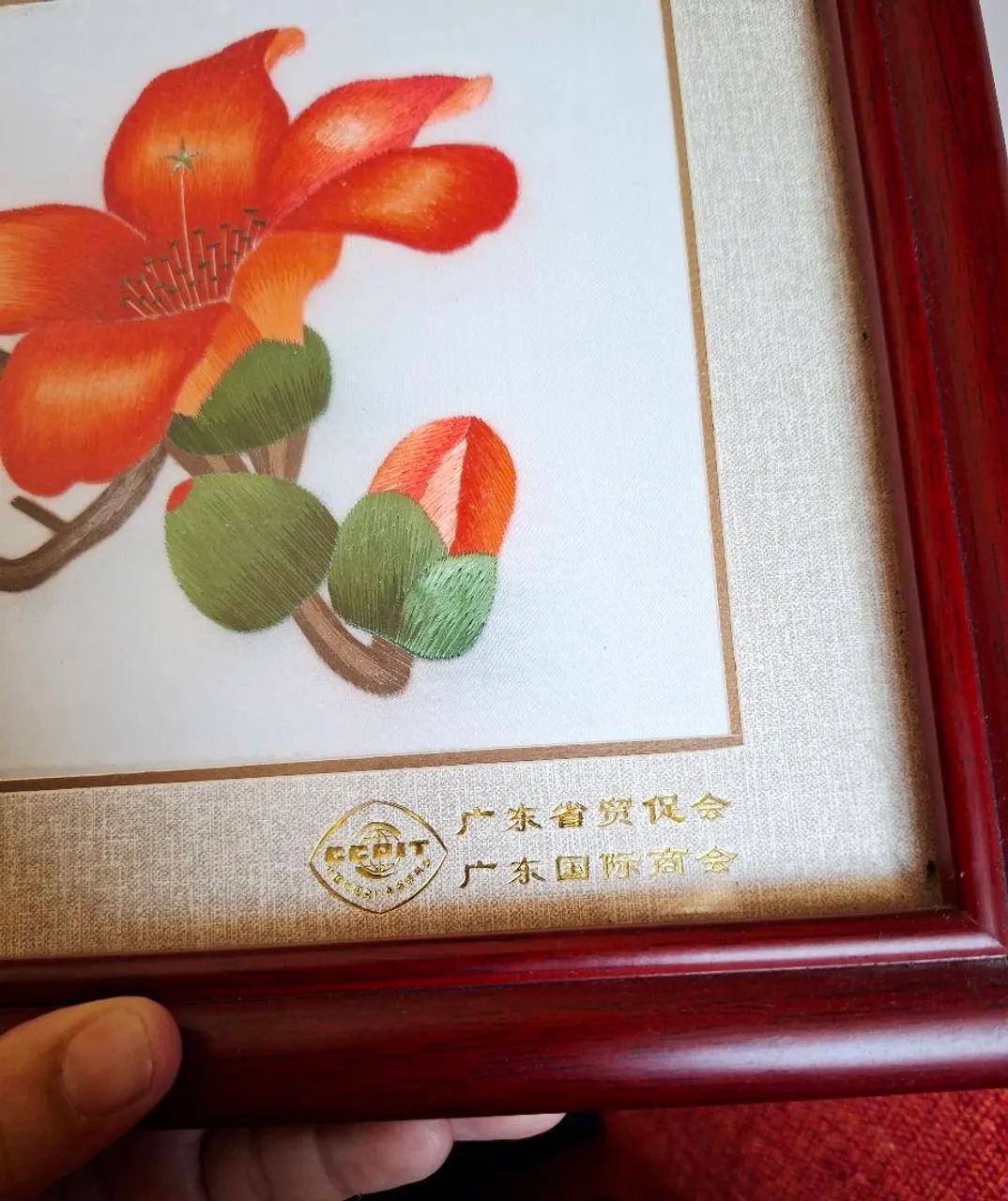 Quadro bordado a mão com flor kapok - Foto 4