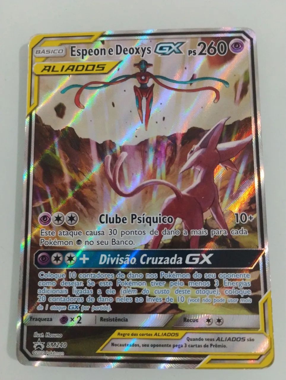 Espeon e Deoxys aliados GX, carta pokémon - NM 