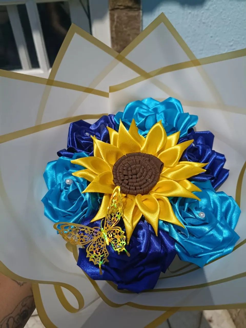 Buquê de cetim Azul