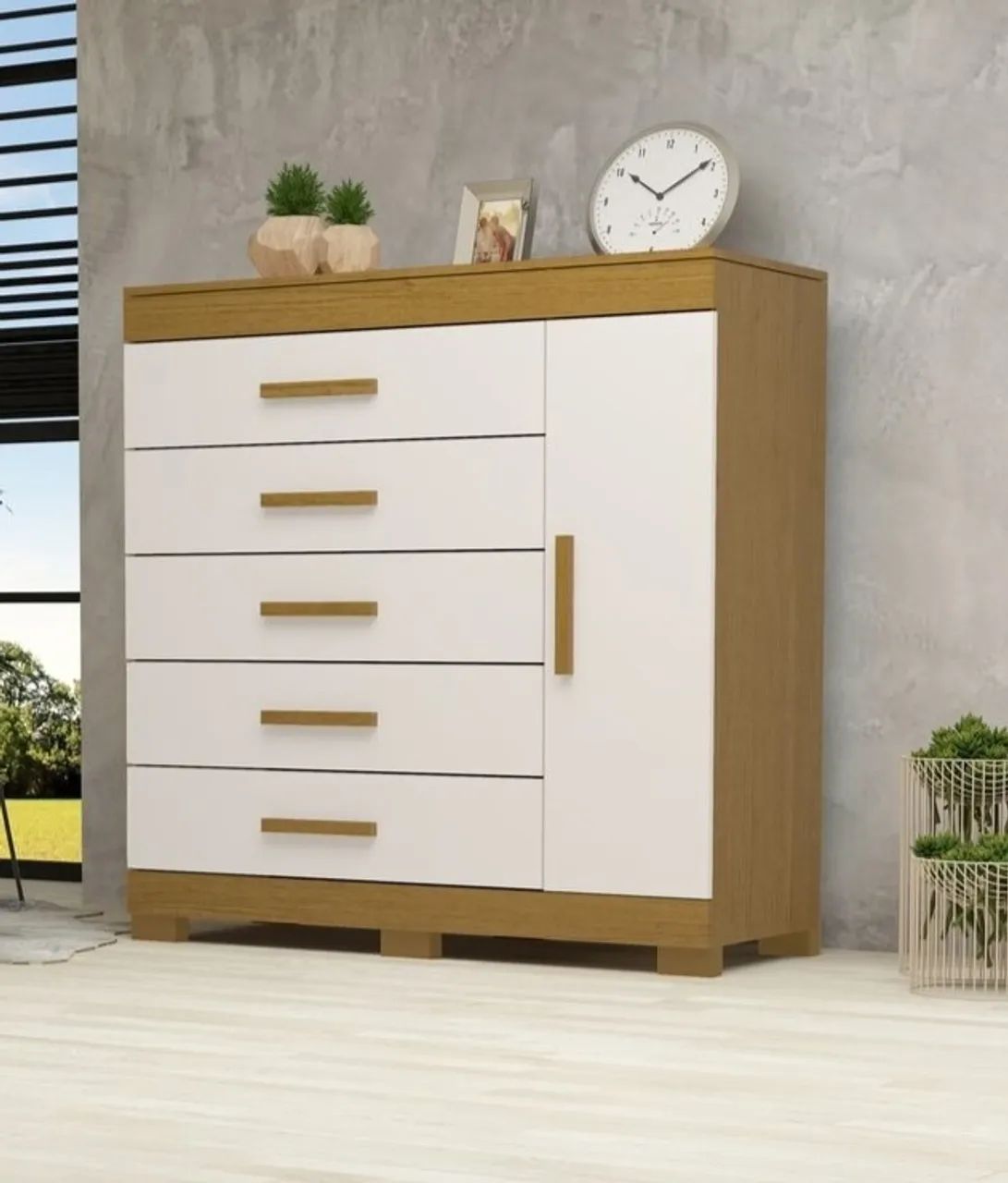 Comoda 1.20 cm Rayane 100% MDF, 05 Gavetas e 01 Porta (Nova) - Foto 4
