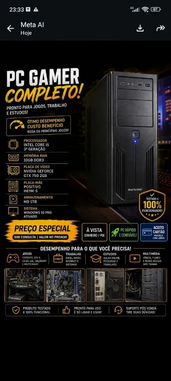 Pc gamer de entrada barato