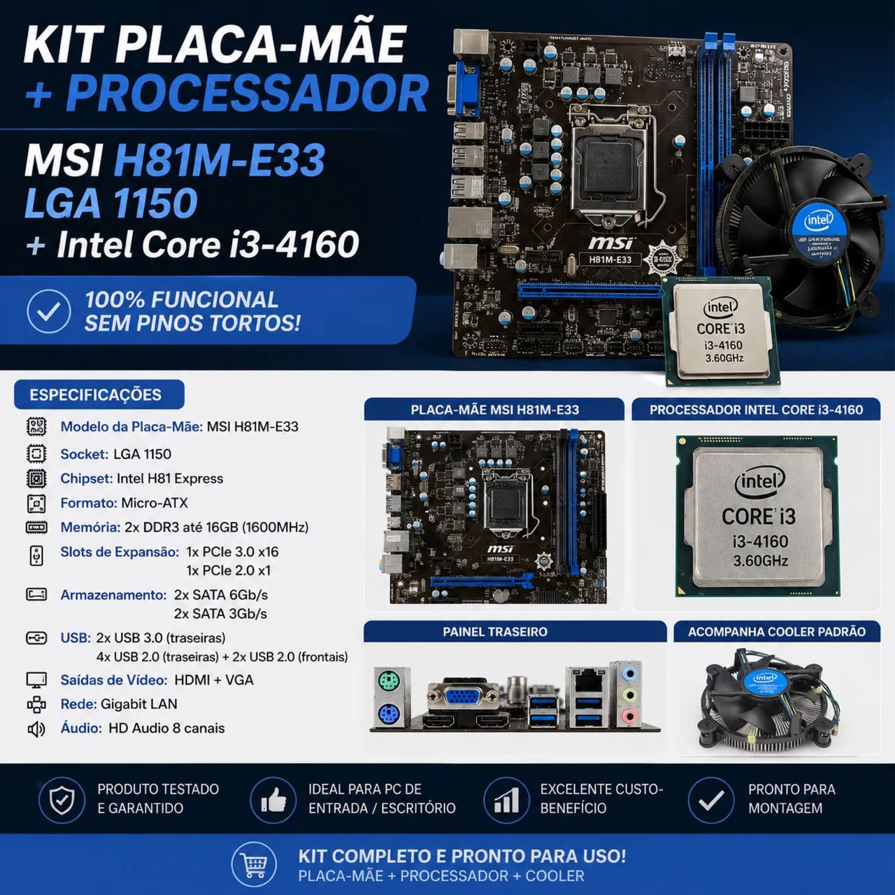 Kit Placa-Mãe + Processador