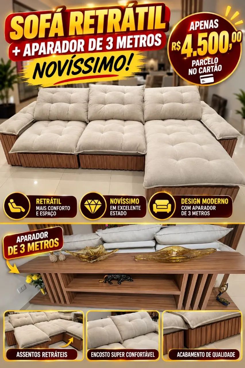Sofá retrátil + aparador 