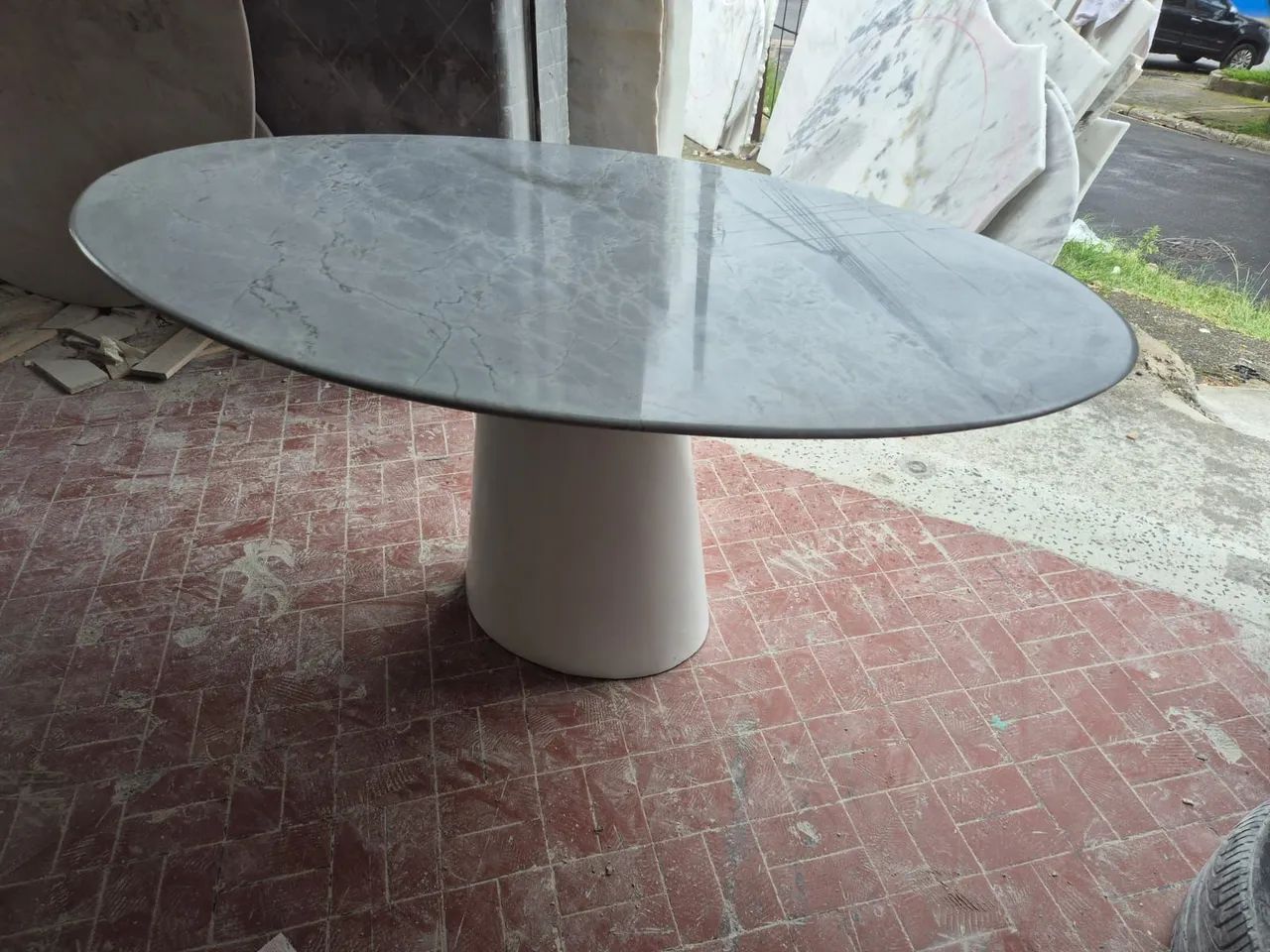 Base cone branca + tampo oval 1.60x0.90 carrara calacata - Foto 3