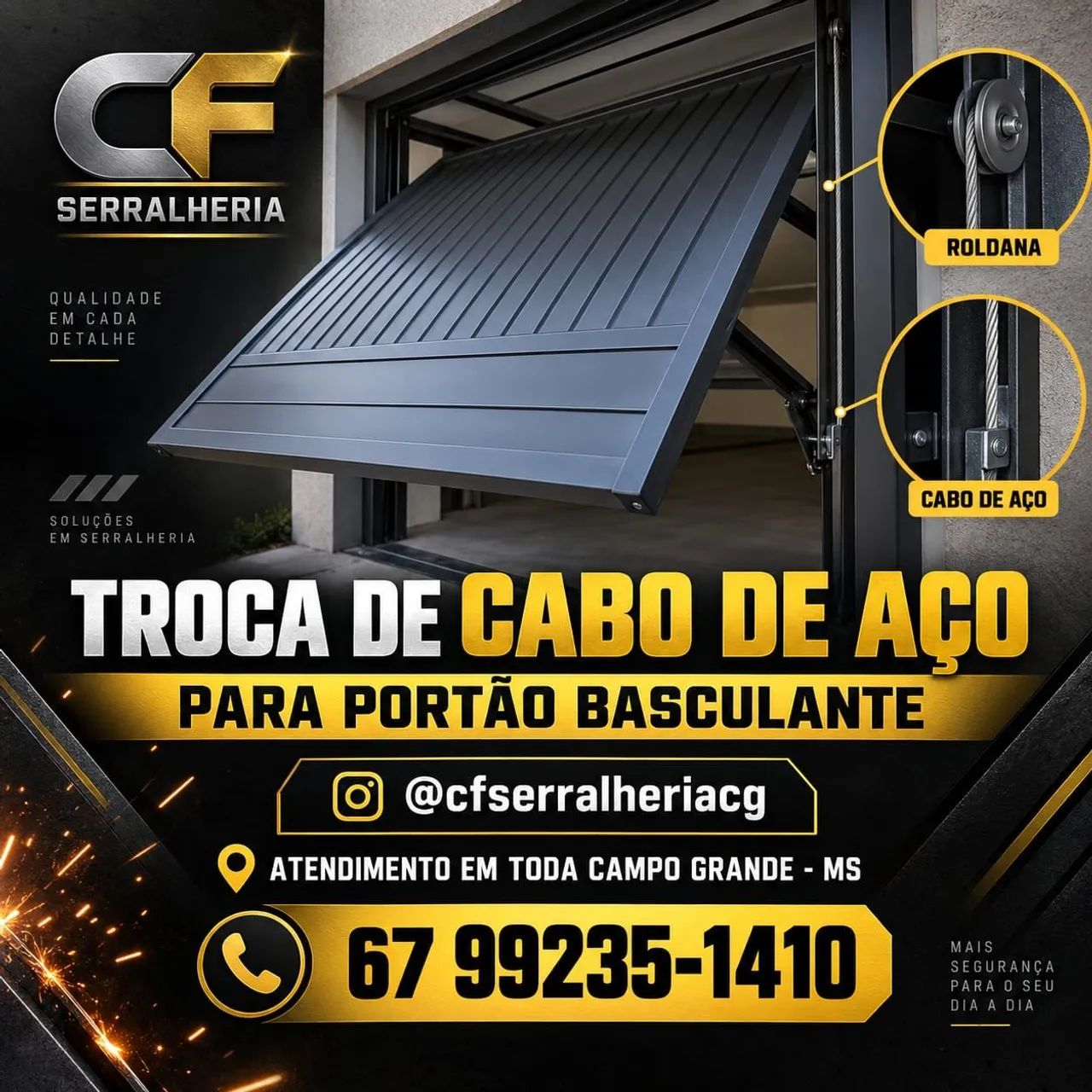 Troca de Cabo de aço de portão, manutenção 