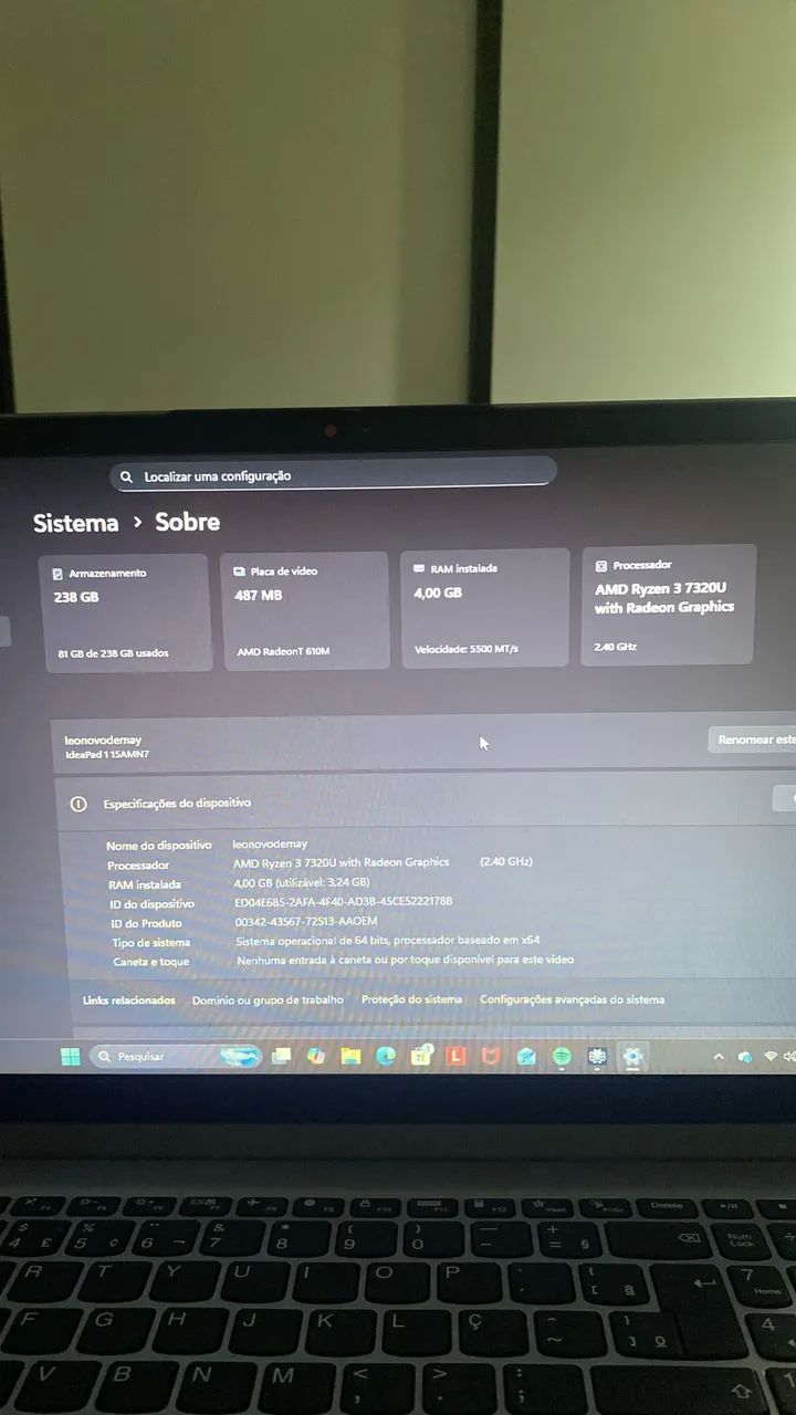 notebook leonovo com amd ryzen 3