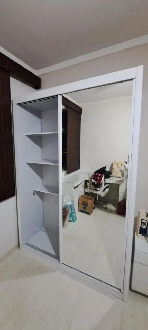 Guarda Roupas Solteiro 2 Portas  com espelho- 100% MDF - Foto 3
