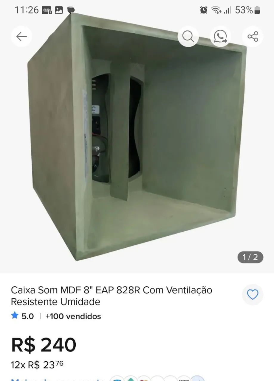 Caixa de som com plug de fase e ventilação em mdf