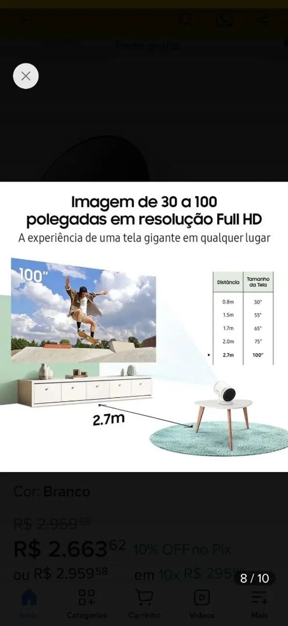 Projetor Samsung Freestyle com tela - Foto 2