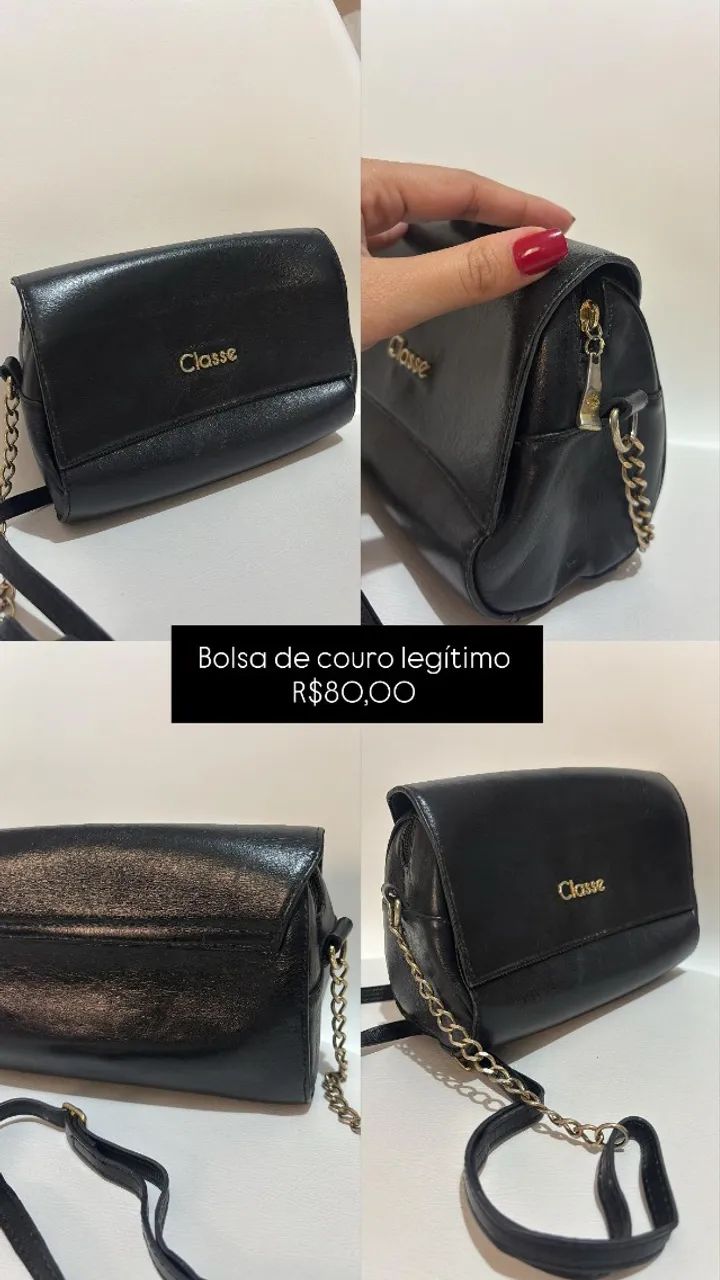 bolsa de couro legítima preta