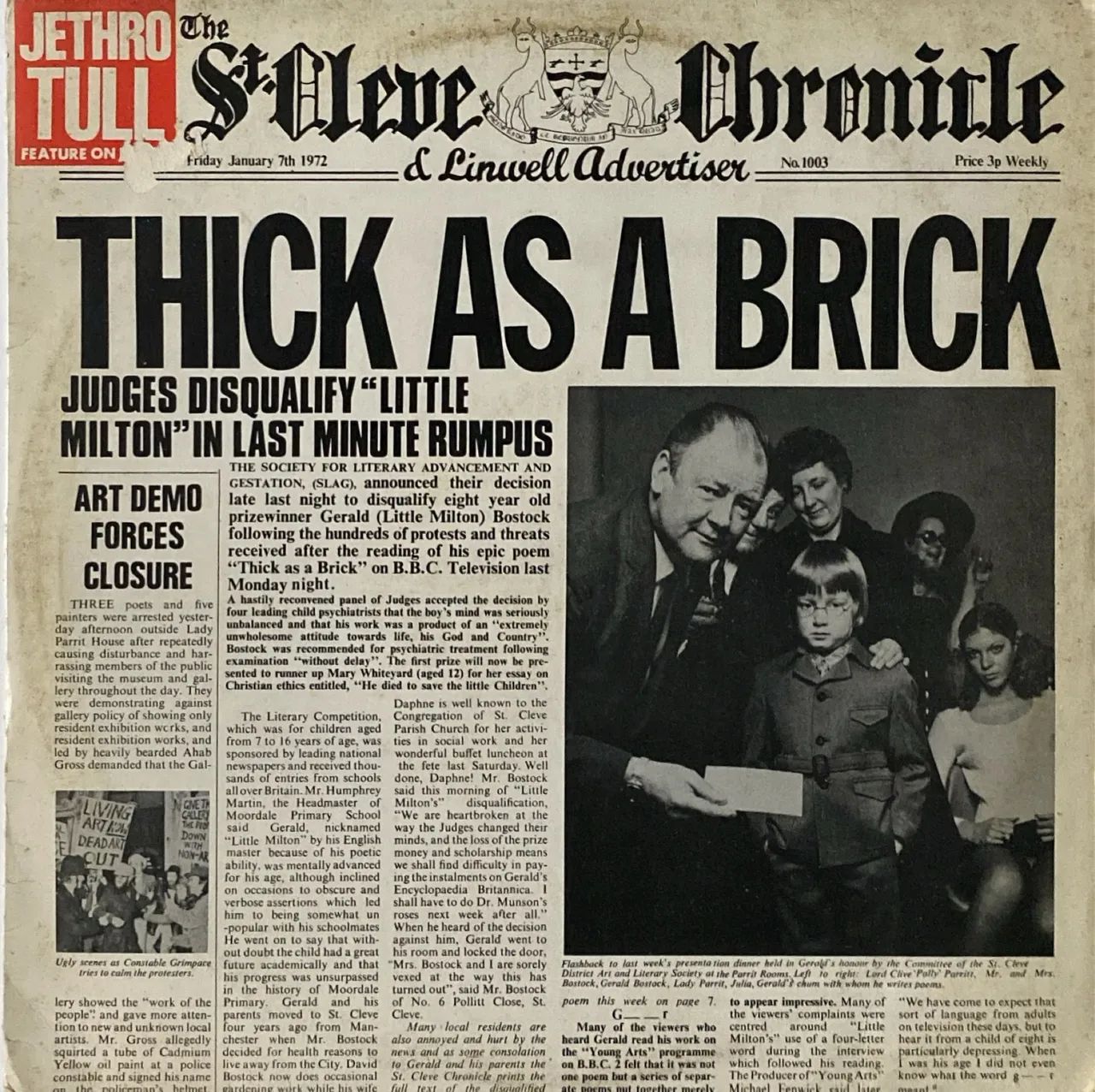 英LP Jethro Tull Thick As A Brick UK盤ステレオ Raro vinil Jethro Tull - Thick as a Brick | Capa Jornal Completa