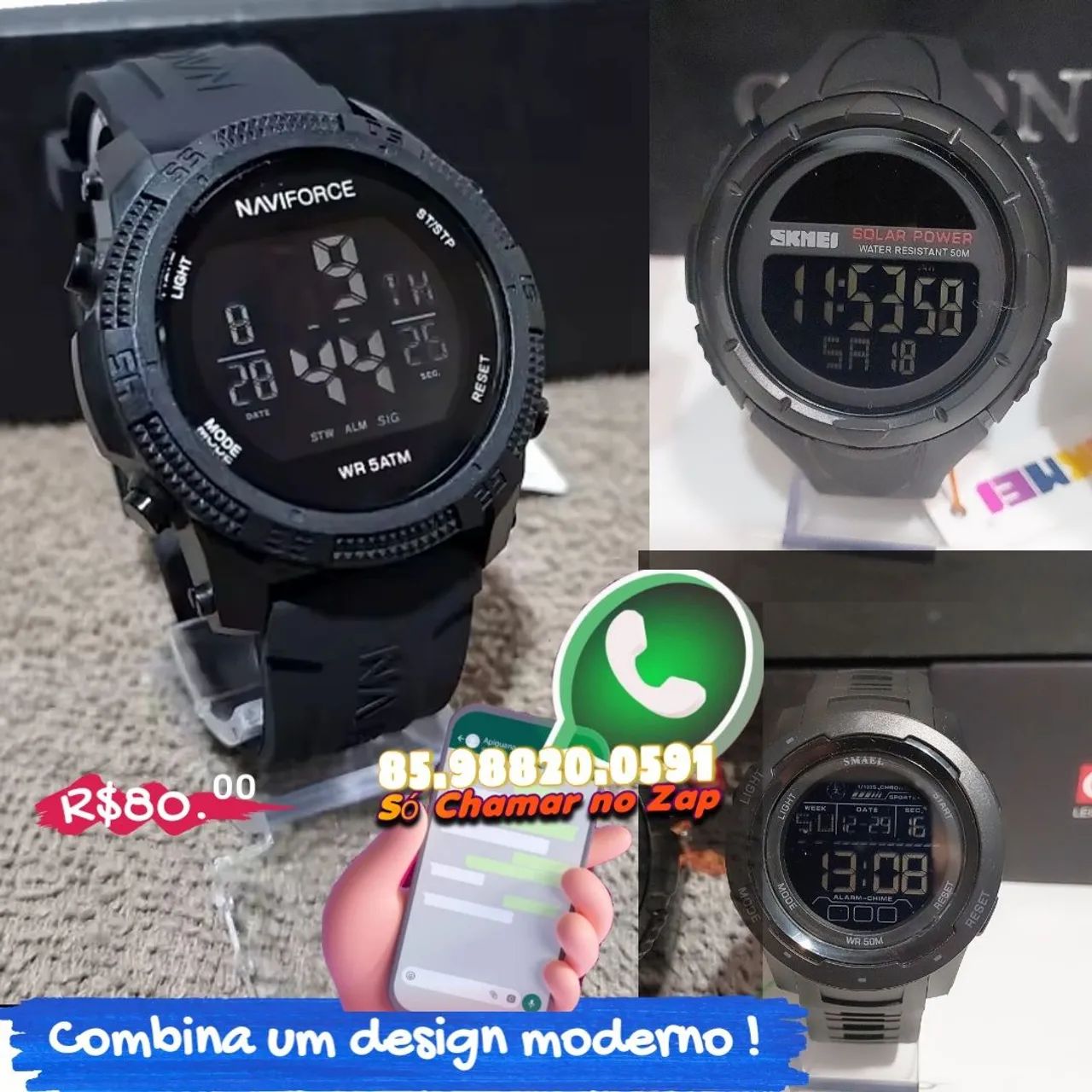 Relógio Display Black Digital combina um design moderno - Foto 4