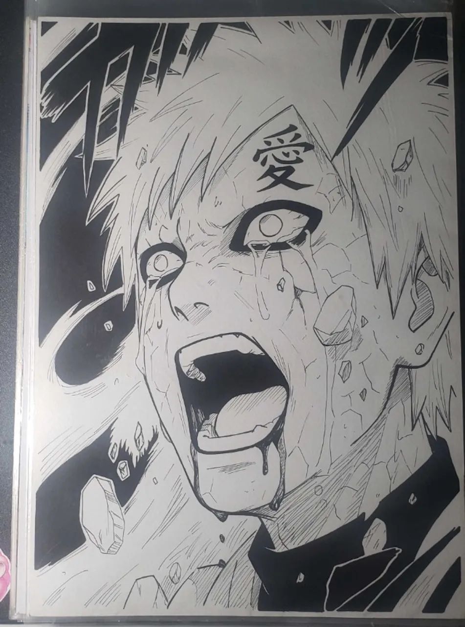 Desenho feito à mão do Gaara de Naruto