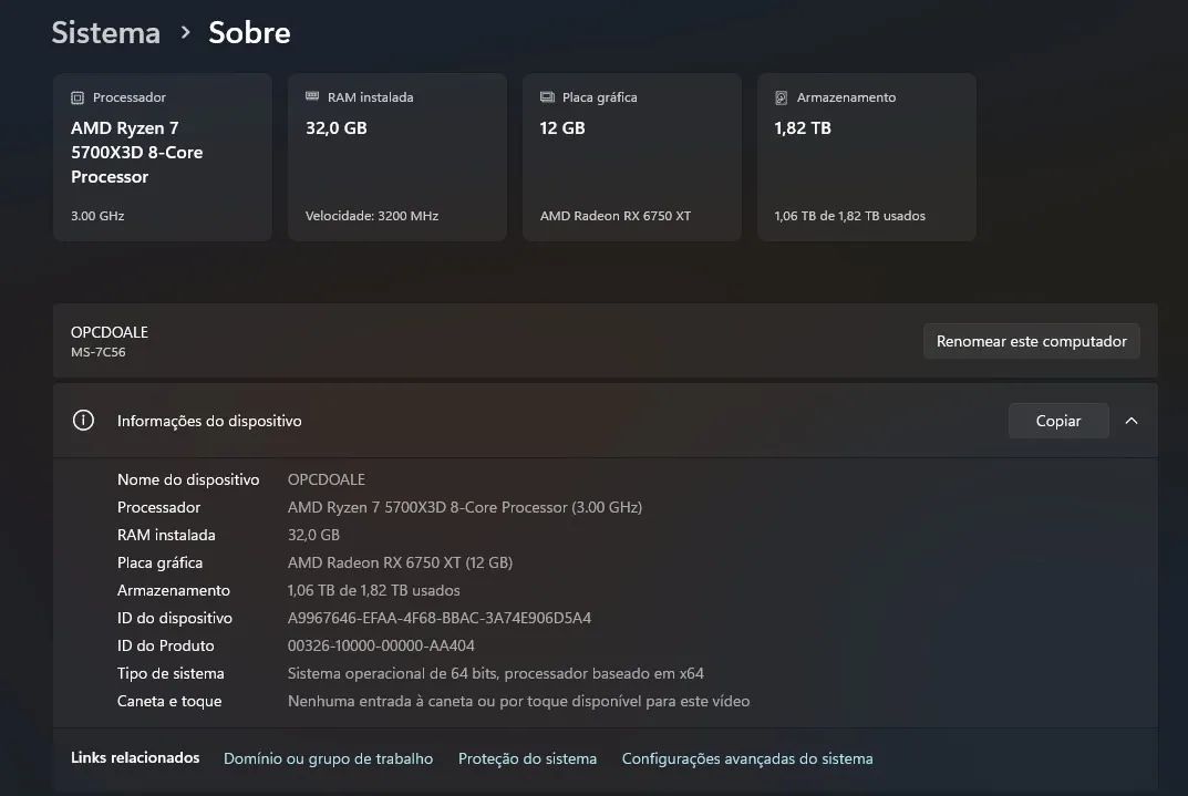 PG GAMER Ryzen 5700x3D, 32 GB, 2TB e RX6750xt - Foto 3