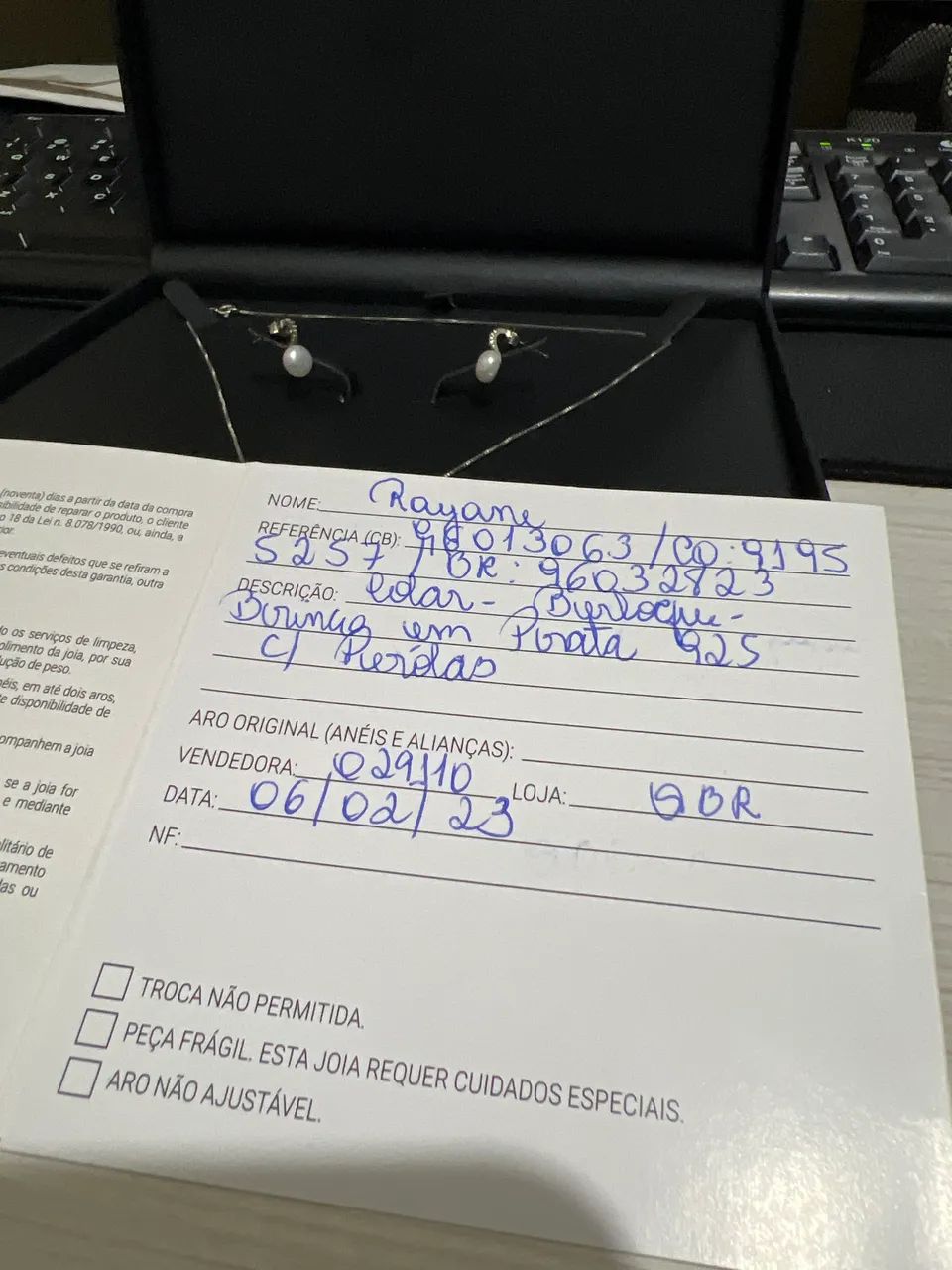 Colar com berloque e brincos em prata 925 com pérolas da Vivara - Foto 3