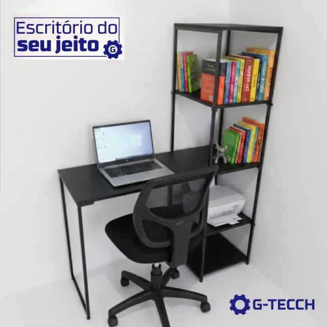 Escrivaninha Industrial NOVA Mesa com Estante para Computador Notebook de Estudo Multiuso - Foto 2
