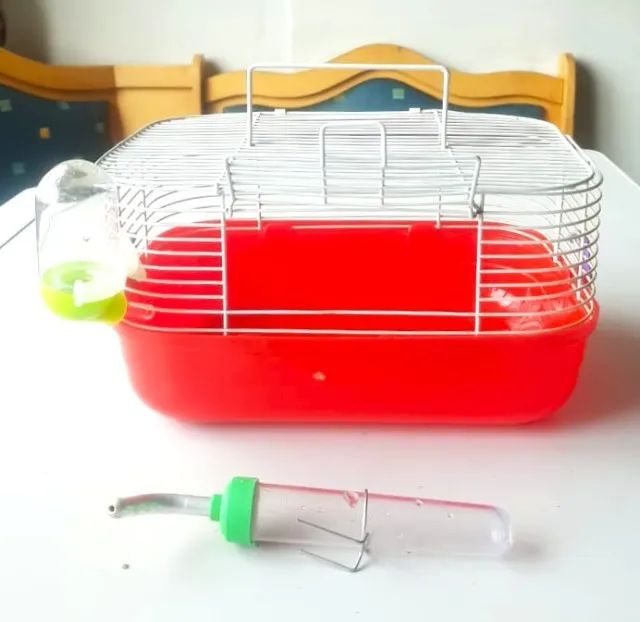 Gaiola para Hamster (Vermelha - Com Bebedouro) - Usada - Bom Estado de Conservação - Foto 2