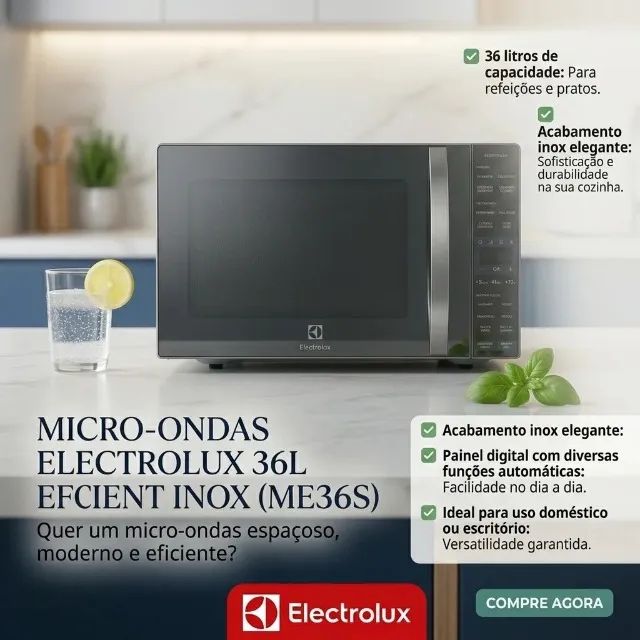 Microondas Electrolux 36L Efficient Inox (ME36S)