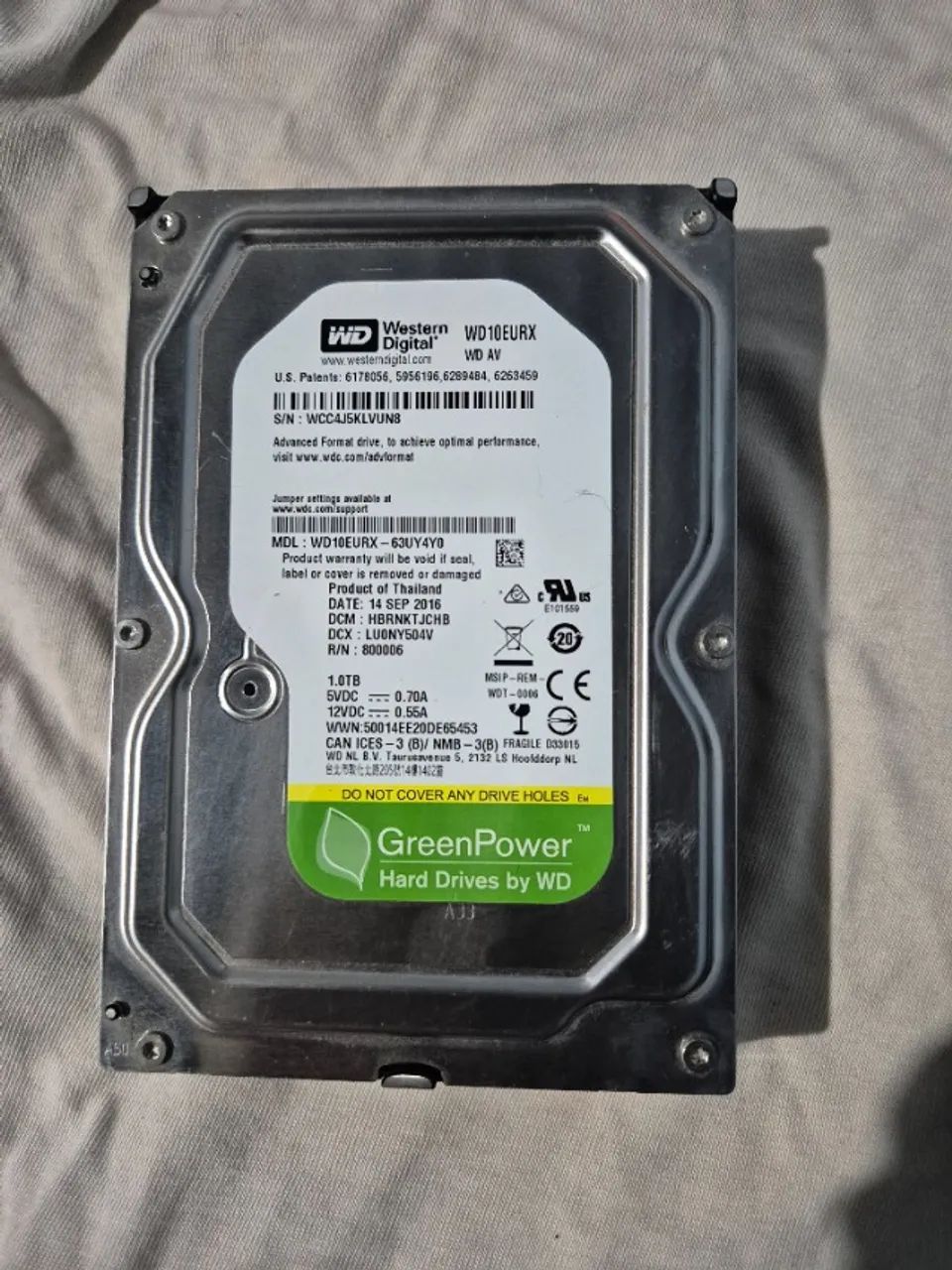 HD Western Digital Wd10eurx 1TB