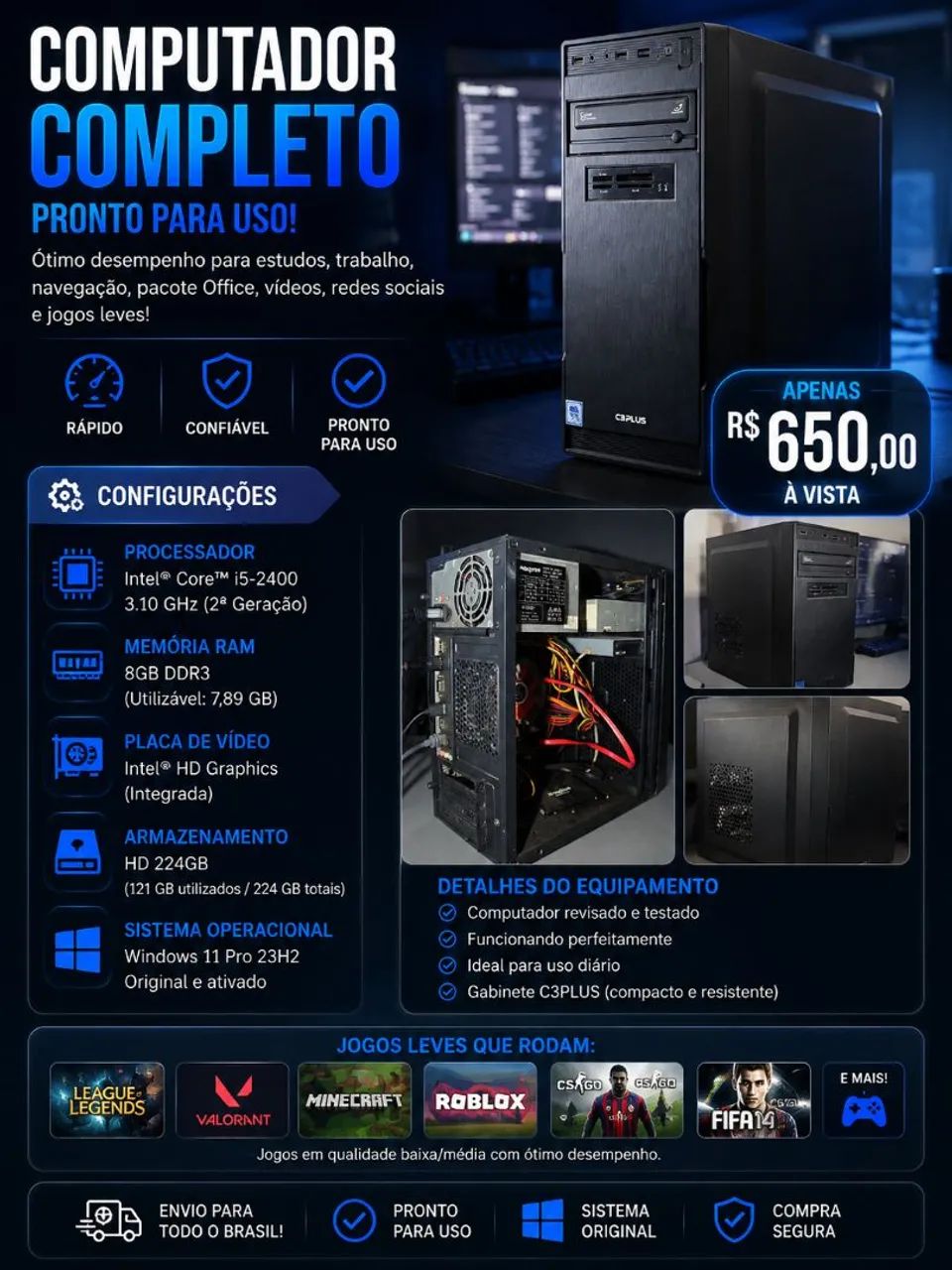 Vende-se pc em bom estado para trabalho.