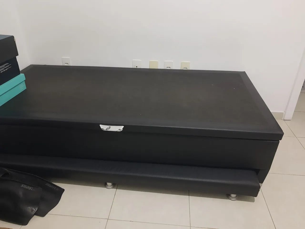 Cama baú solteiro + cama auxiliar + colchão de espuma 