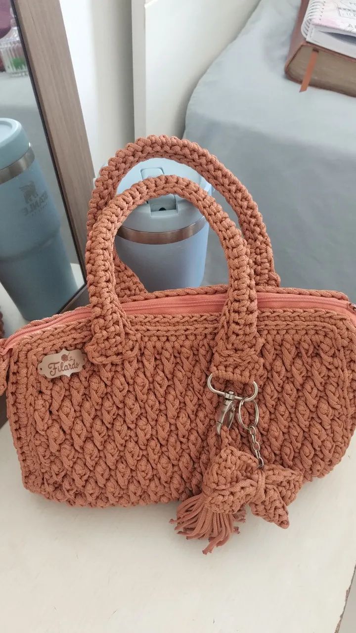 Bolsa de crochê com fio Náutico 