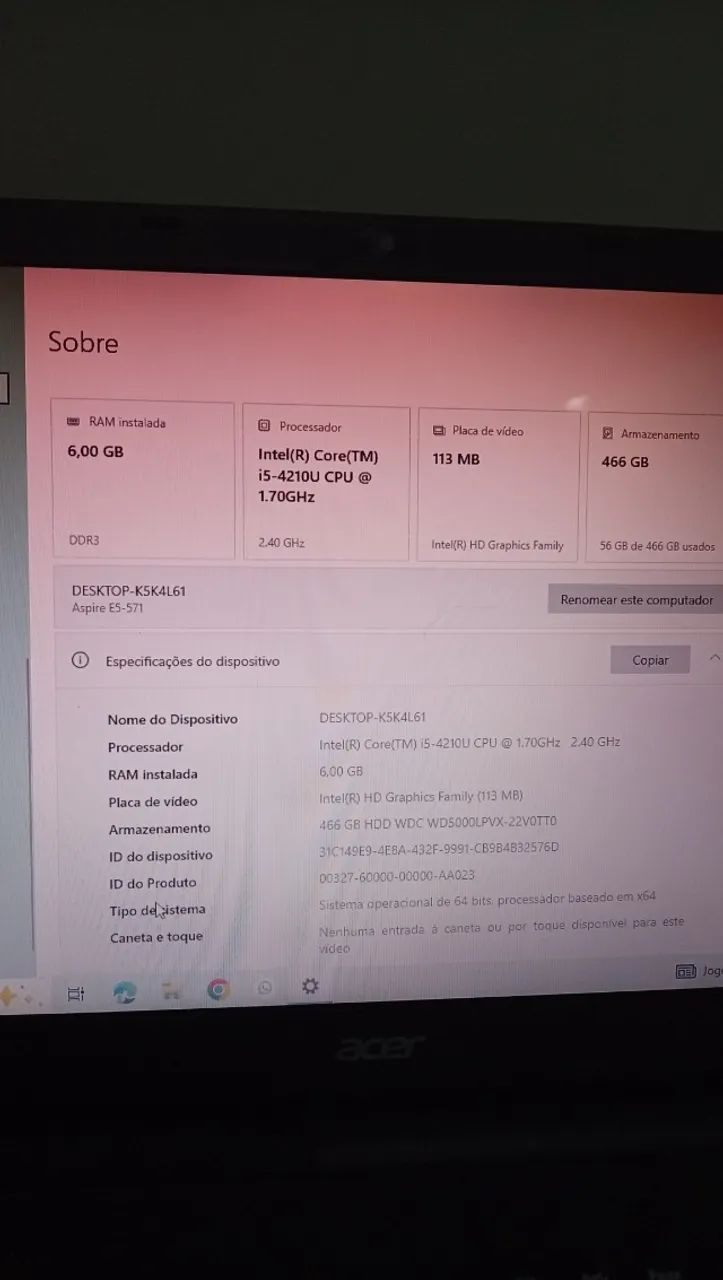 Notebook Acer Aspire 5 ótimo estado. Aceito negociação!  - Foto 3