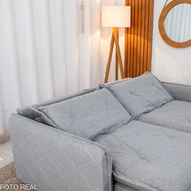 Sofá Cama 3 Lugares Linho - Alta Qualidade - Foto 2