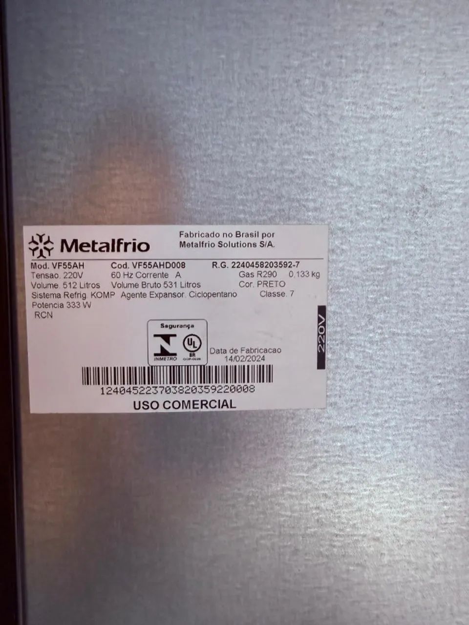FREEZER METALFRIO DUPLA AÇÃO COM PORTA DE VIDRO VF55AH 531 LITROS