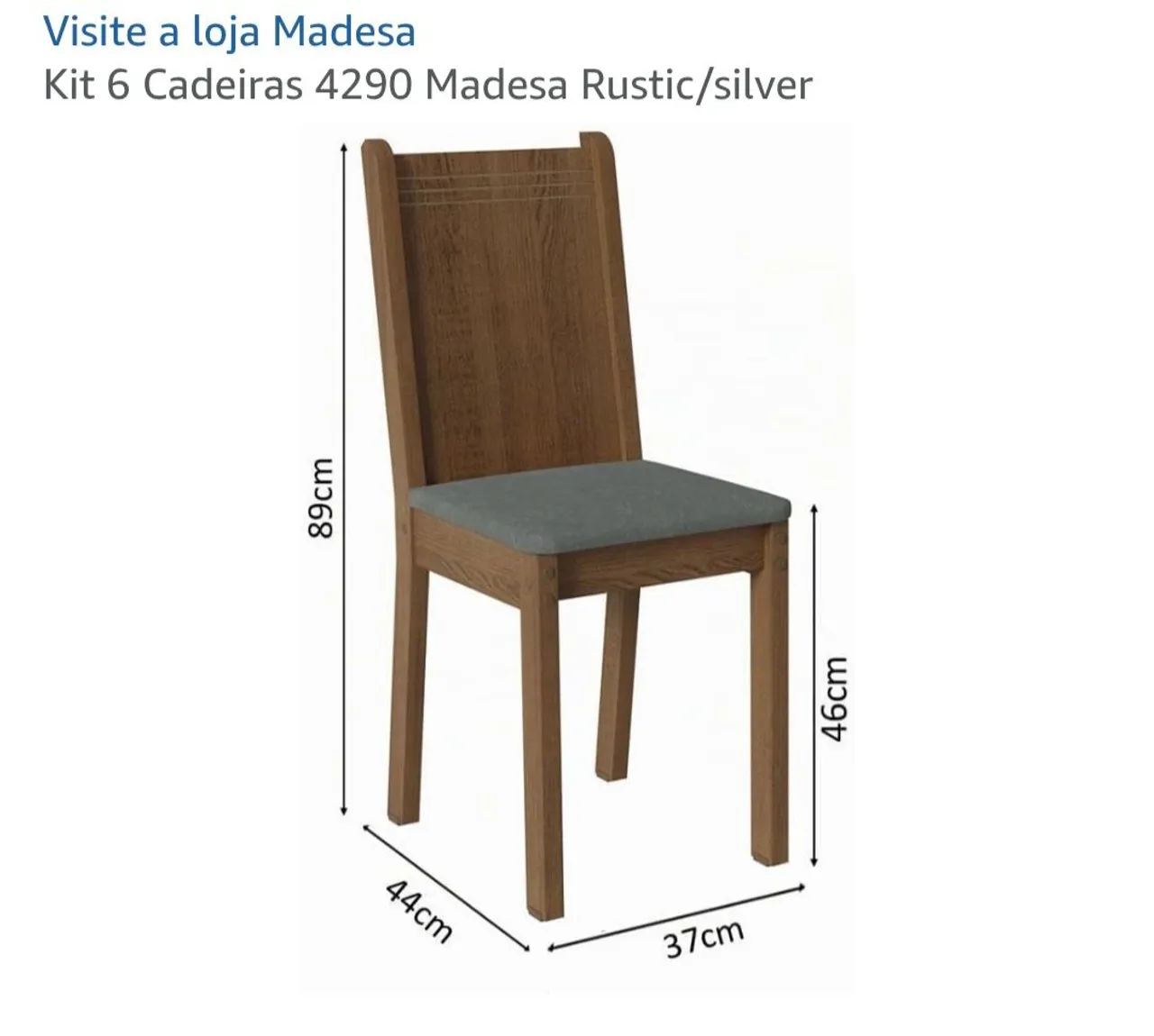 Kit 6 Cadeiras 4290 Madesa Rustic/silver - Foto 2