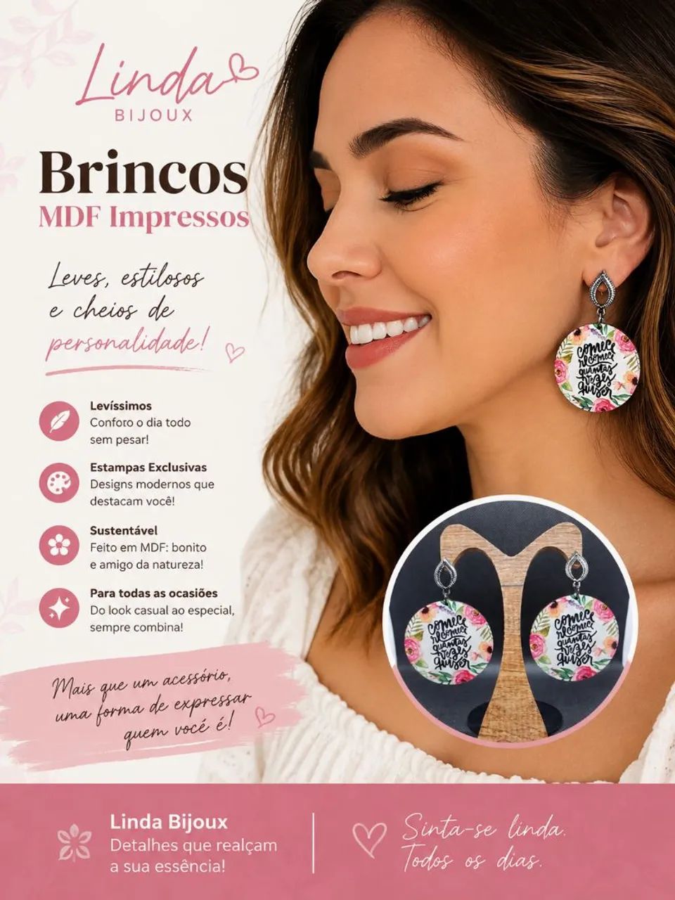 Brincos em MDF Impressos - Foto 4