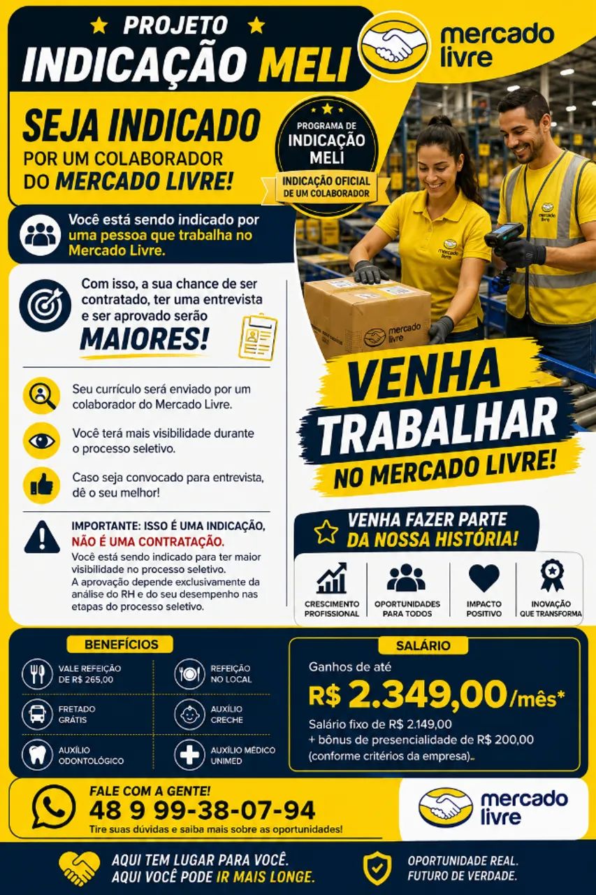 Vaga de emprego mercado livre