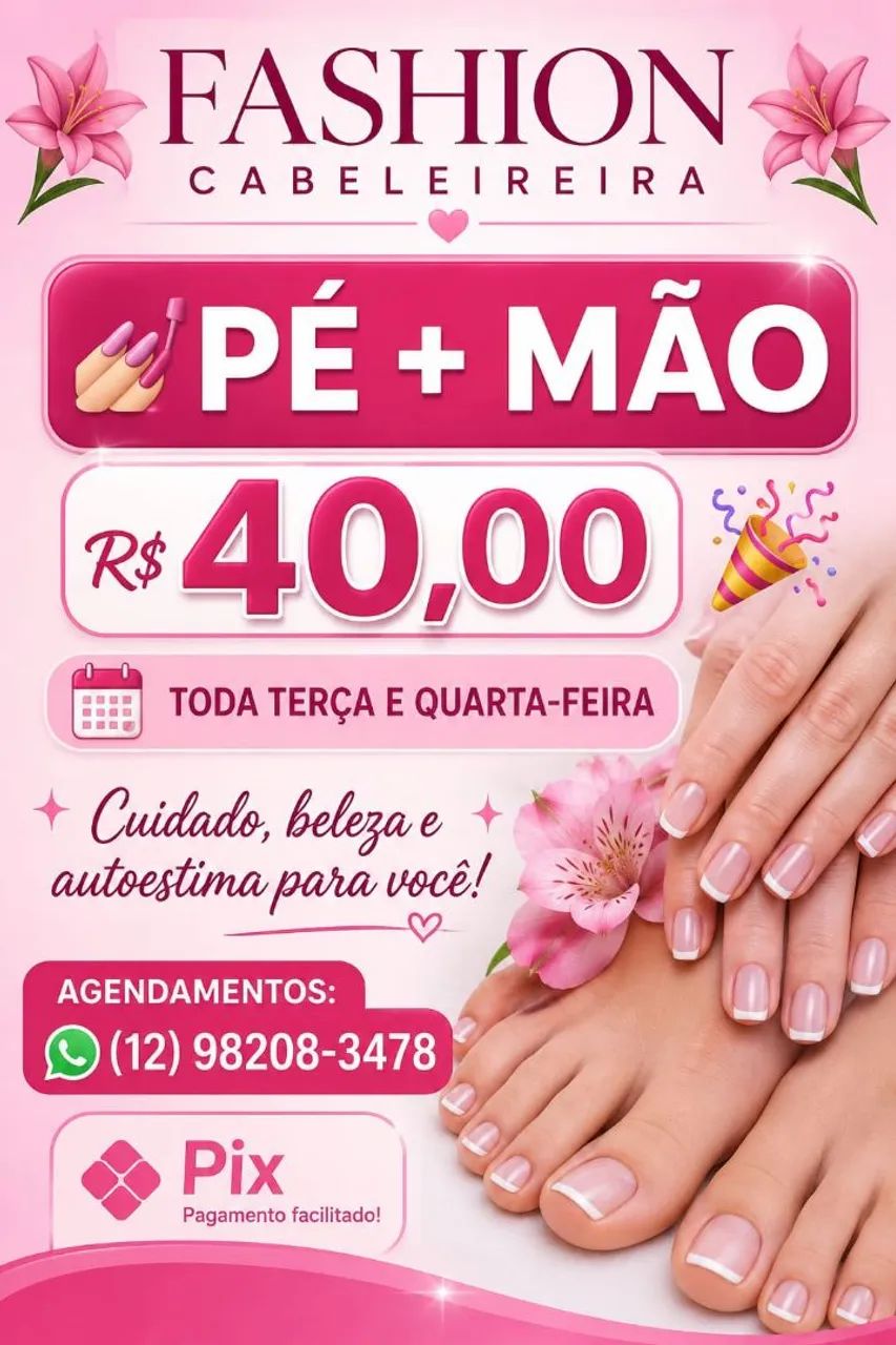Promoção pé e mão todas as terças e quartas