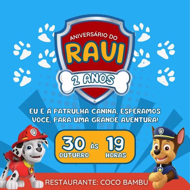 Fazer convite online convite digital aniversário patrulha canina marshall