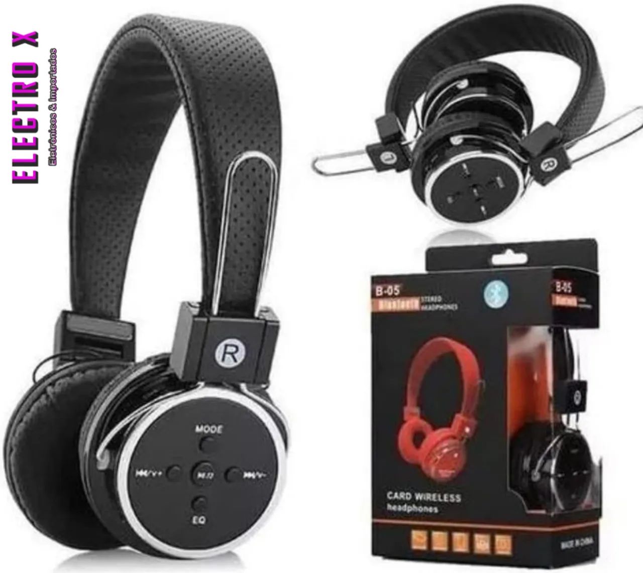 FONE HEADPHONE BLUETOOTH MICRO SD FM DOBRÁVEL B05