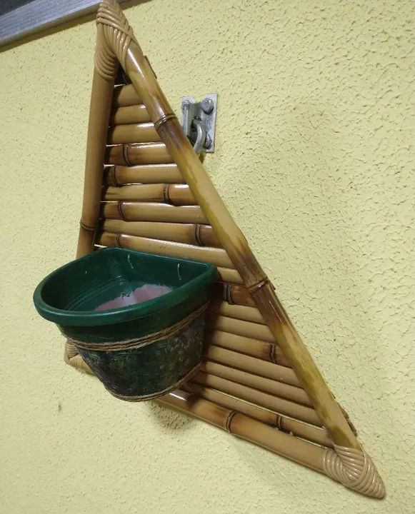 CACHEPÔ DE BAMBU PIRÂMIDE JARDIM DECORAÇÃO PRESENTE  - Foto 4
