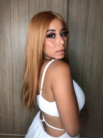 Peruca wig ruiva com repartição em tela - Foto 5