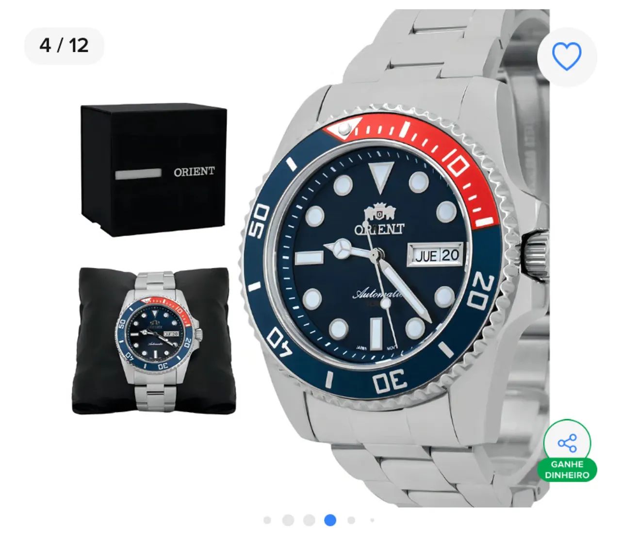 Relógio de Pulso Orient Automático Pepsi F49ss026nh Aço Inox 