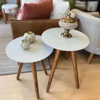 Promoção Conjunto de Mesa de apoio Valência com vidro laqueado