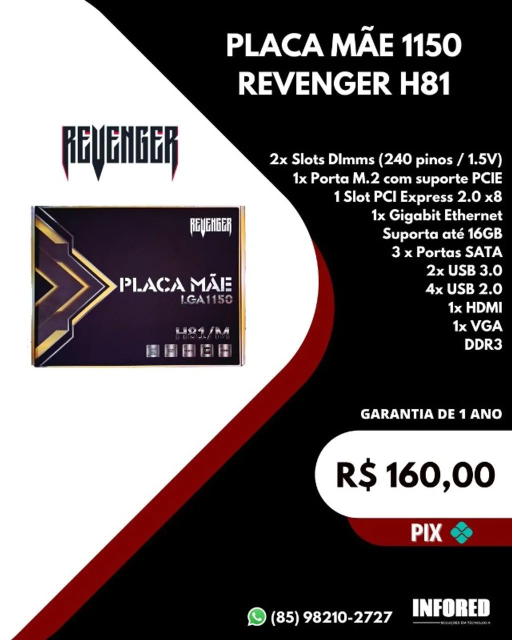 Placa mãe 1150 H81 Revenger 